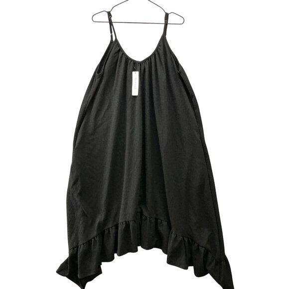 Three Bird Nest Dresses & Skirts - NWT Three Bird Nest Ellie Ruffle Midi Dress M Cami Black Crepe Scoop Neck Loose
